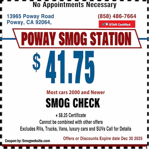 Poway Smog Station Smog Check Coupon Poway