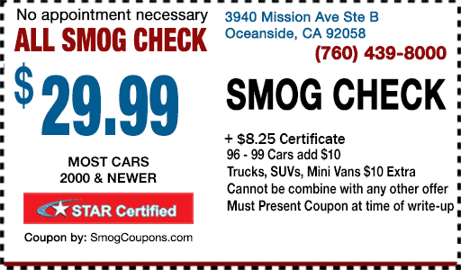 Smog Coupon Oceanside | $29.99 SMOG CHECK COUPON