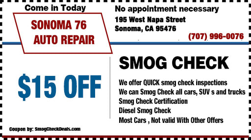 Smog Coupon Sonoma 76 Auto Repair