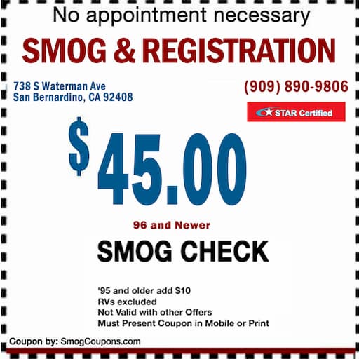 Smog Check San Bernardino | $45 Smog Coupon | (909) 888-2254